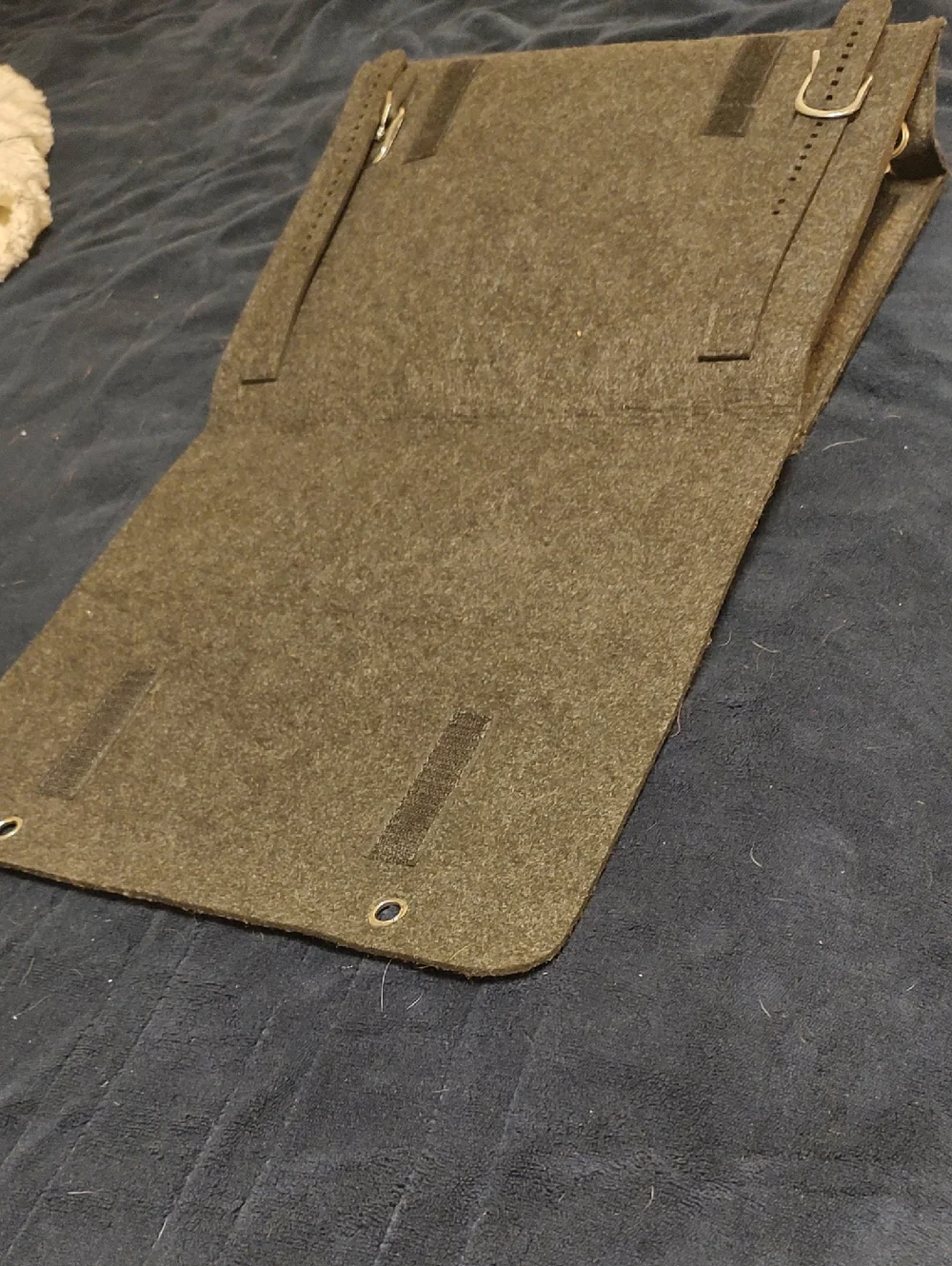Men's Dark Gray Felt Laptop Bag with Tan Trim